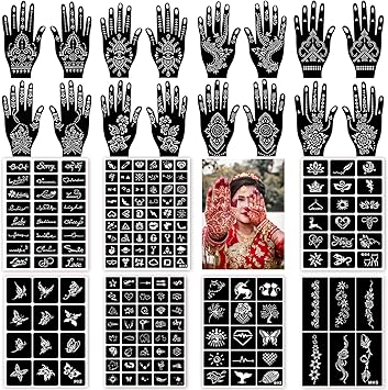 ChurlChurl 185pcs Tattoo Stencils 23 Sheets Temporary Tattoo Stencils for Women Girls Kids Face Body Paint DIY Art Glitter Airbrush Tattoo Stencils Pack - Image 1