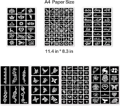 ChurlChurl 185pcs Tattoo Stencils 23 Sheets Temporary Tattoo Stencils for Women Girls Kids Face Body Paint DIY Art Glitter Airbrush Tattoo Stencils Pack - Image 5