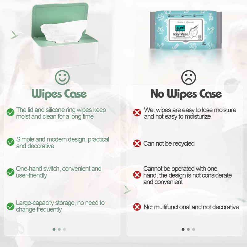 Whiidoom Diaper Wipes Dispenser Wipes Holder, Wipes Tissue Case Keeps Wipes Fresh Tissue Wipes Container with Lid (Green) - Image 4