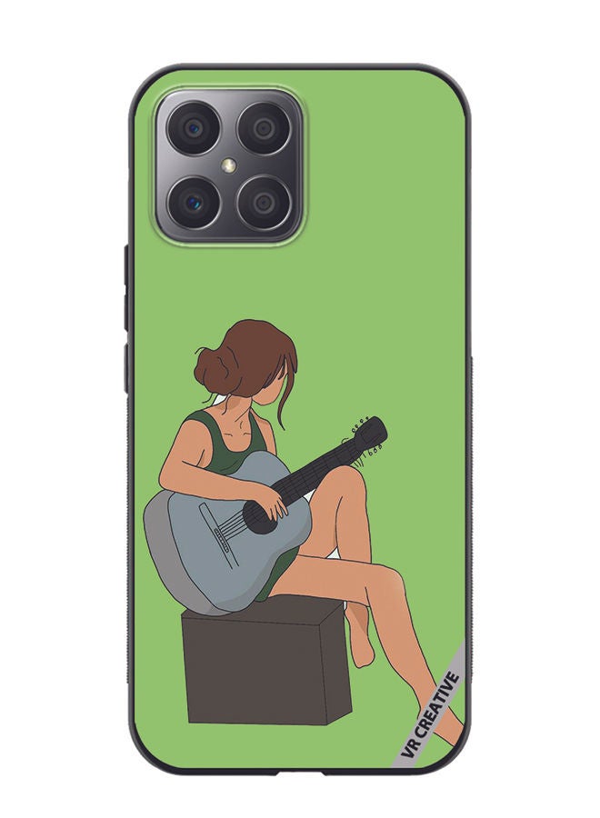 VR CREATIVE Protective Case Cover For Honor X8 Girl With Guitar Design Multicolour 