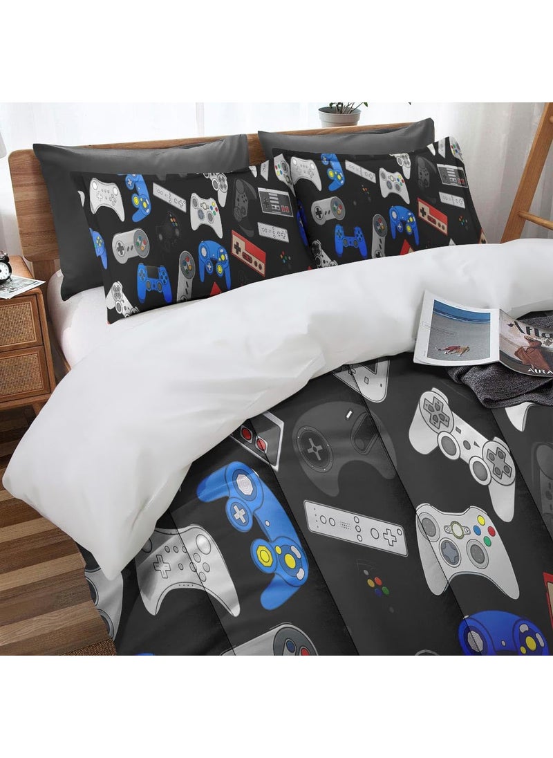 Nesphy Nesphy Game Retro Twin Comforter Set  Gamepad Black Game Contoller Bedding Set 2 Piece  All Season Soft Toddlers Children Adults Bedroom Bed Decoration Comforter and 1 Pillow Shams  - Image 3