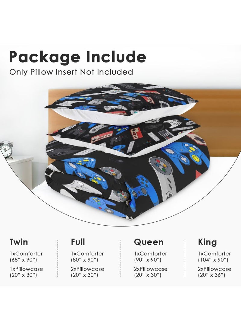 Nesphy Nesphy Game Retro Twin Comforter Set  Gamepad Black Game Contoller Bedding Set 2 Piece  All Season Soft Toddlers Children Adults Bedroom Bed Decoration Comforter and 1 Pillow Shams  - Image 2