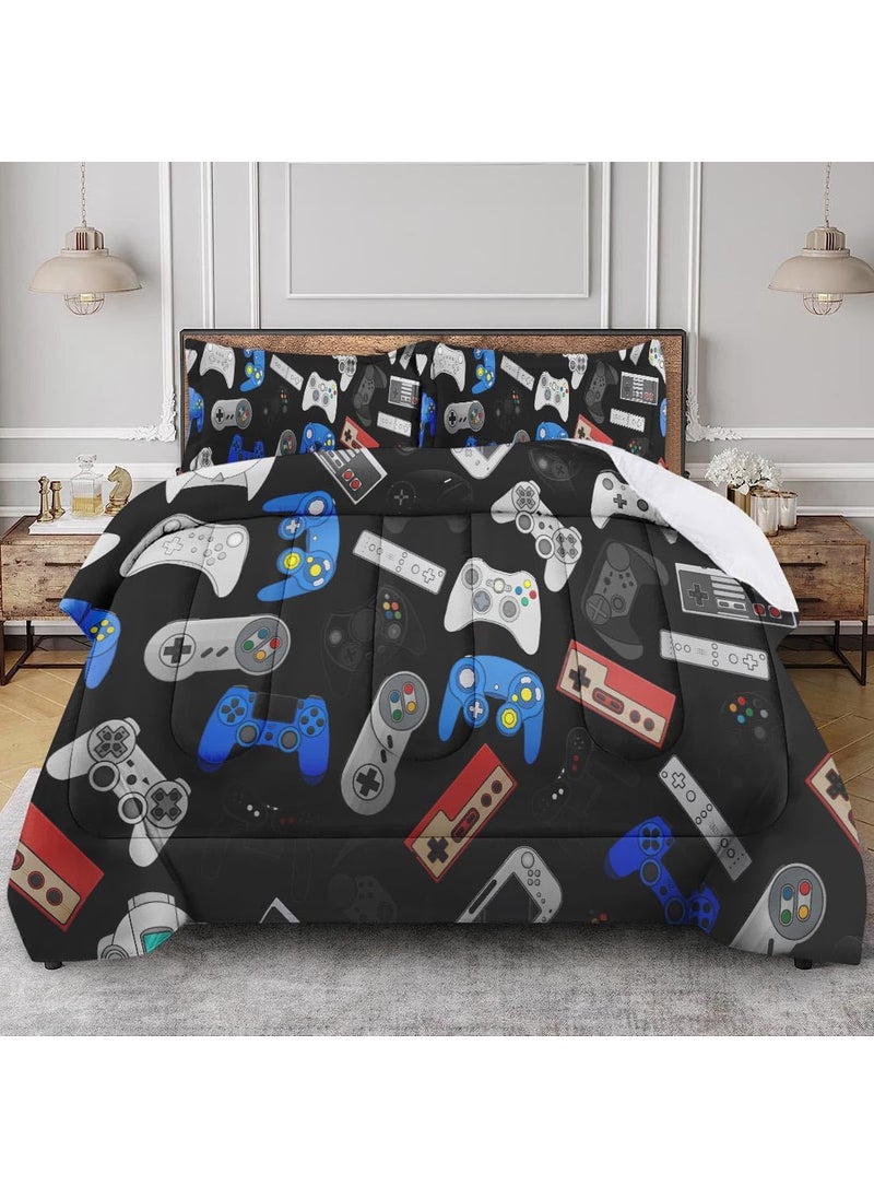 Nesphy Nesphy Game Retro Twin Comforter Set  Gamepad Black Game Contoller Bedding Set 2 Piece  All Season Soft Toddlers Children Adults Bedroom Bed Decoration Comforter and 1 Pillow Shams  - Image 5