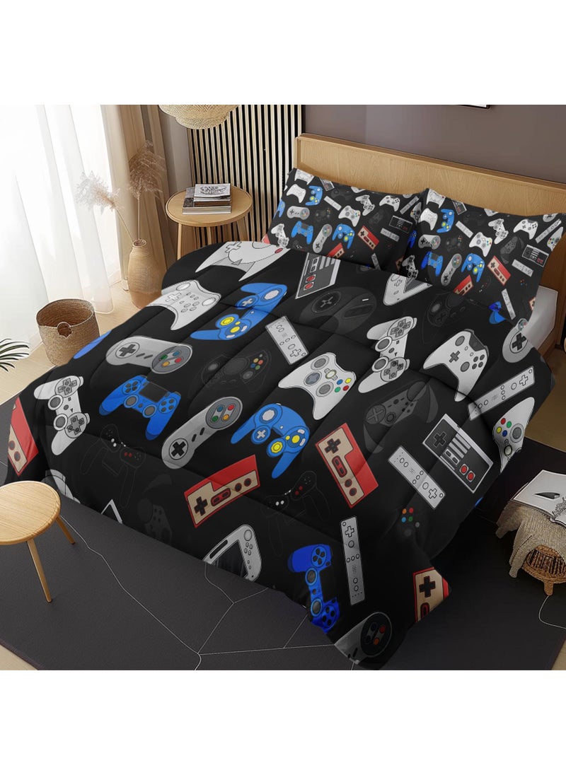 Nesphy Nesphy Game Retro Twin Comforter Set  Gamepad Black Game Contoller Bedding Set 2 Piece  All Season Soft Toddlers Children Adults Bedroom Bed Decoration Comforter and 1 Pillow Shams  - Image 1