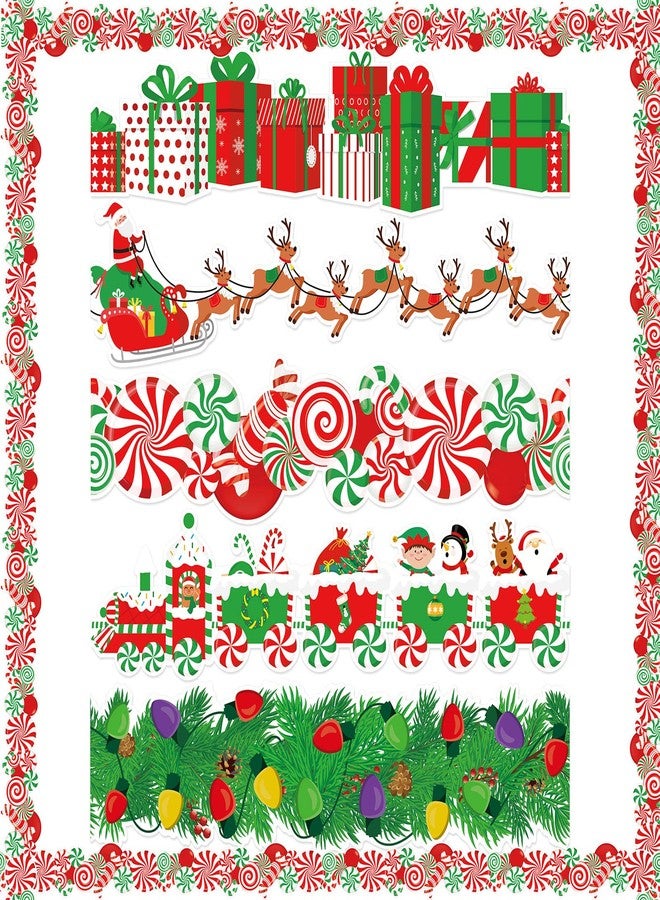 Containlol 70 Pcs Christmas Bulletin Board Borders Christmas Border Santa Claus Snowman Elk Lights Gift Box Xmas Borders Decoration for Christmas Holiday Classroom Bulletin Board Border Wall Decors - Image 1