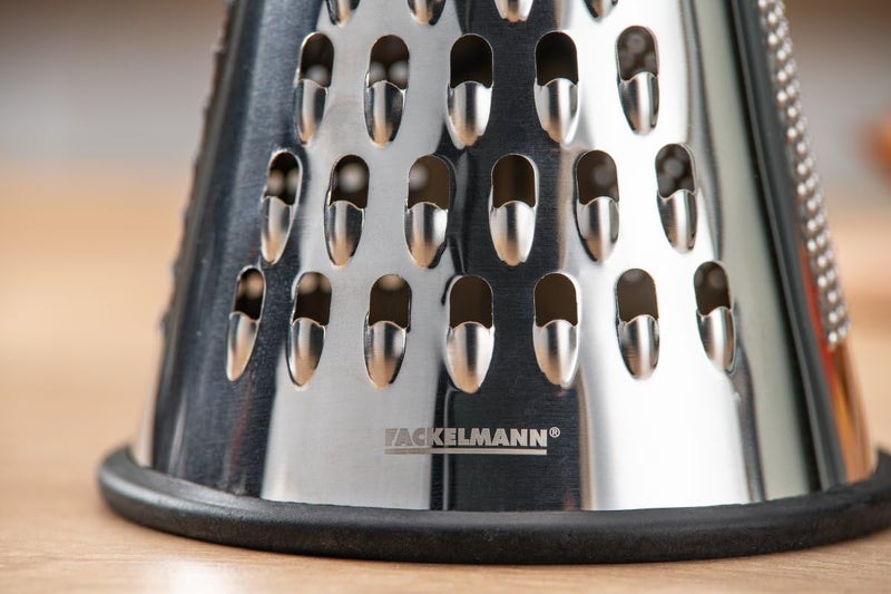 FACKELMANN 31036 Stainless Steel Grater, Cheese Grater, Vegetable Grater, FSC-Certified Wooden Handle, Stainless Steel, 24 x 12 cm - Image 3