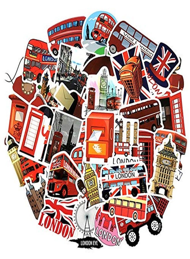 iDream London Red Bus Graffiti Theme Stickers - Set of 50 | Vibrant Decorative Stickers for Laptops, Notebooks, Walls, and More | Durable & Waterproof Design - Image 2