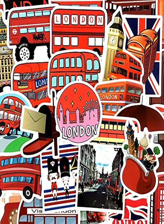 iDream London Red Bus Graffiti Theme Stickers - Set of 50 | Vibrant Decorative Stickers for Laptops, Notebooks, Walls, and More | Durable & Waterproof Design - Image 4