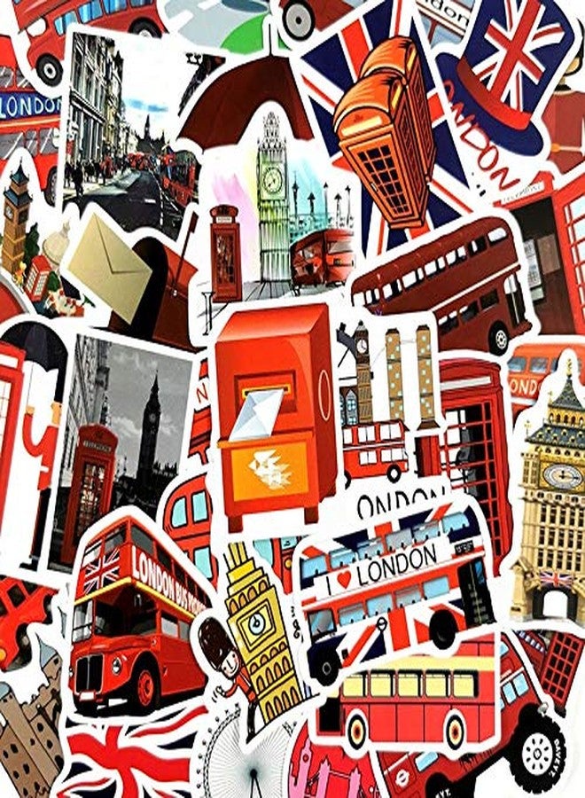 iDream London Red Bus Graffiti Theme Stickers - Set of 50 | Vibrant Decorative Stickers for Laptops, Notebooks, Walls, and More | Durable & Waterproof Design - Image 3