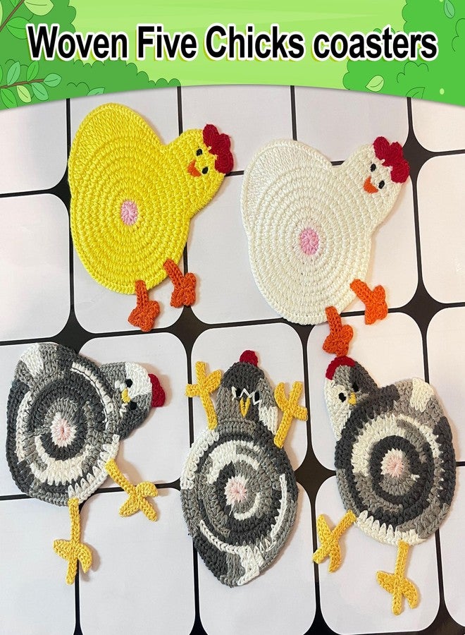 QBQBQ Handmade Crochet Chicken Ass Coasters Set, with Nest, Easter Cute Woven Coasters for Drinks, Funny Desk Accessories Chicken Gifts, Insulation and Absorbent Coaster Desktop, Home Decor - Image 3