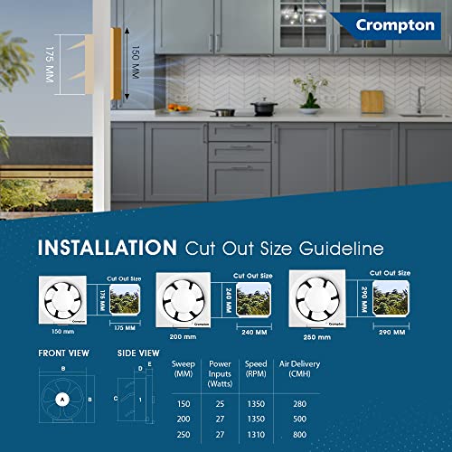Crompton Brisk Air Neo 250 mm (10 inch) Exhaust Fan for Kitchen, Bathroom and Office (White, Pack of 1) - Image 4