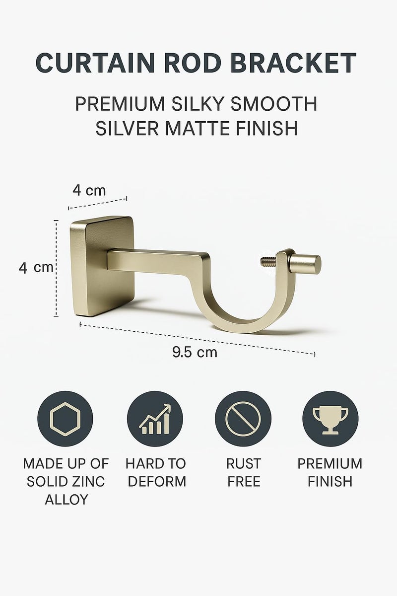 Colornest Curtain Rod Brackets for 1-Inch Curtain Pole | Premium Metal Curtain Holders, 35 Kg Load Capacity| Wall Mount Support Hardware Silver Matte - 2 pcs - Image 4