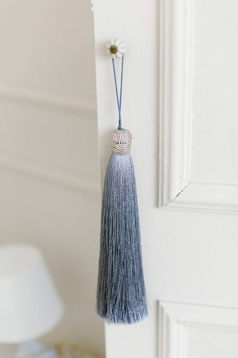 Tassellini Extra Long Silky 10 Inch Tassel with Beaded Head and Hanging Loop for Home Furniture, Interior Décor, Craft Accessory, DIY (Silver) - Image 3