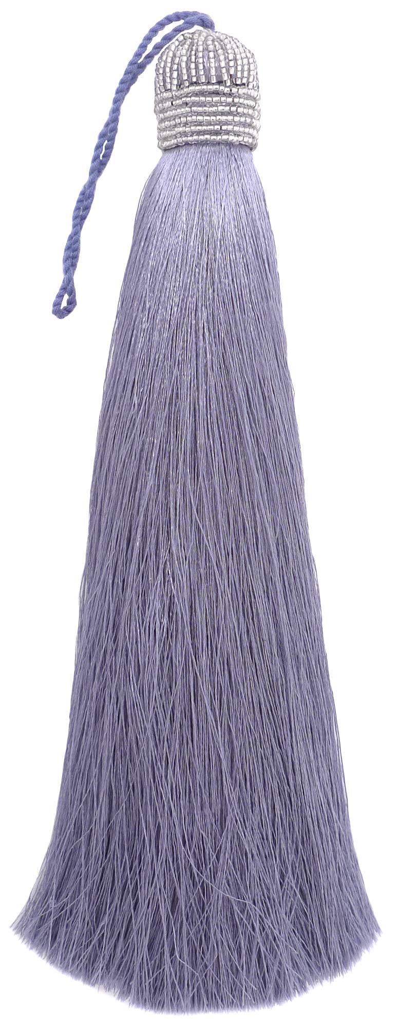 Tassellini Extra Long Silky 10 Inch Tassel with Beaded Head and Hanging Loop for Home Furniture, Interior Décor, Craft Accessory, DIY (Silver) - Image 5