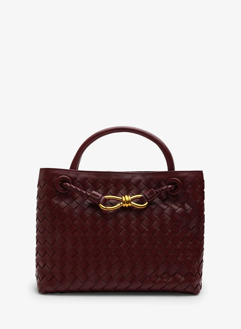 Where's That From Luna Woven Tote Bag With Gold Detail