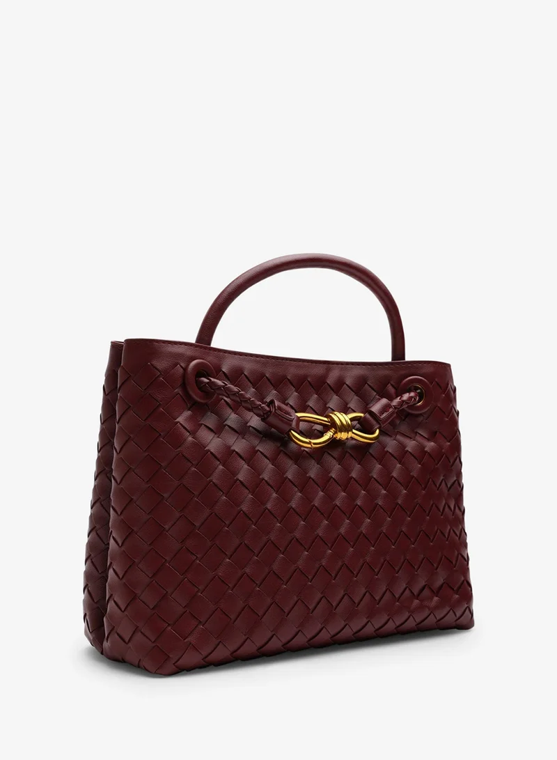 Where's That From Luna Woven Tote Bag With Gold Detail