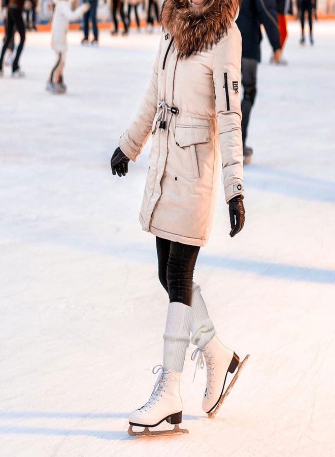 Ewandastore Women's Candy Color 80S Winter Leg Warmers Knitted Wool Crochet Long Boot Socks, White - Image 3