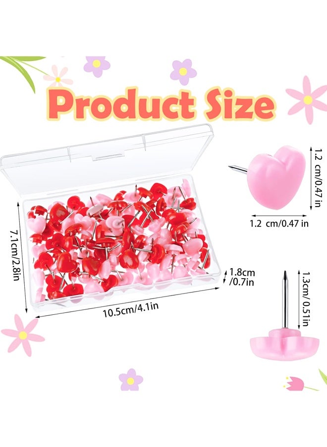 100 قطعة من دبابيس الضغط على شكل قلب للوحة الفلين ولوحة الإعلانات ولوحات الإعلانات والعلامات ودبابيس الموقع والمنزل والمدرسة والمكتب - Image 2
