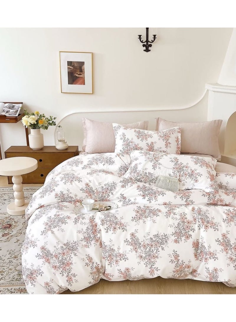 Floral Bedsheet Duvet Cover Super King Size Luxury Feel Pure Cotton Material