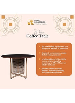 RIGID Steel Round Meeting Table with Wooden Top Gold 75x120x120cm  - Image 2