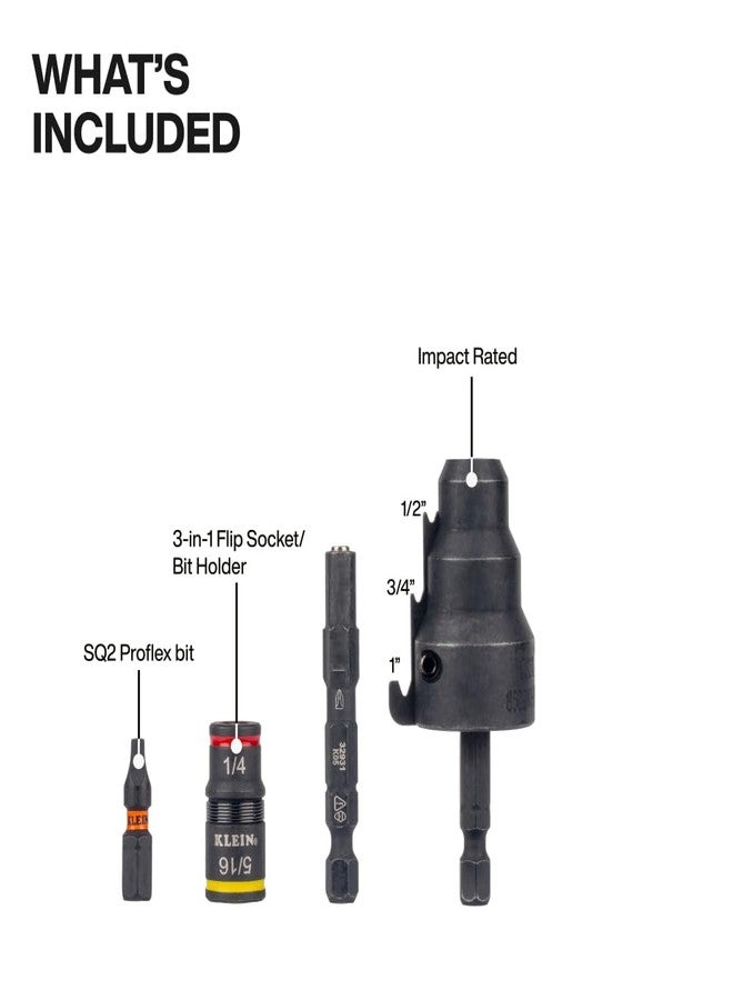 كلاين تولز أداة ثقب أنابيب التوصيل ذات المقبس القابل للطي 85091HD من Klein Tools، أداة 3 في 1 مقاومة للصدمات لأنابيب بمقاس 1/2 بوصة، 3/4 بوصة، و1 بوصة، مع حامل بت مغناطيسي - Image 2