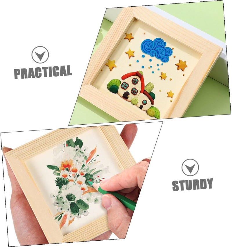 PATKAW 5pcs DIY Wood Picture Frames 20x20cm Lightweight Craft Frames for ” Clay Painting for ”s Art Display and Creative Crafts - Image 3