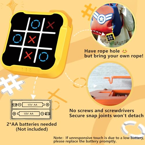 COUOMOXA Fits Tic Tac Toe Games for Kids: 4-in-1 Portable Sensory Puzzle Game - 6 7 8 9 10 11 12 Years Old Kids Electronic Toy for Travel Home School (4-in-1 Tic Tac Toe Games) - Image 2