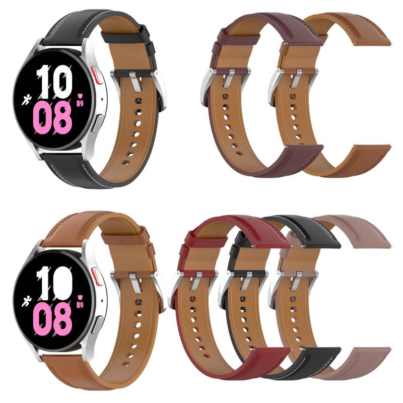 سوار ساعة ذكية سوار جلدي كلاسيكي متوافق مع Samsung Galaxy Watch 5 Pro بملاءمة قابلة للتعديل وحزام بديل للاستخدام اليومي باللون بني قابل للتعديل للتنقل اليومي سهل التخزين - Image 2