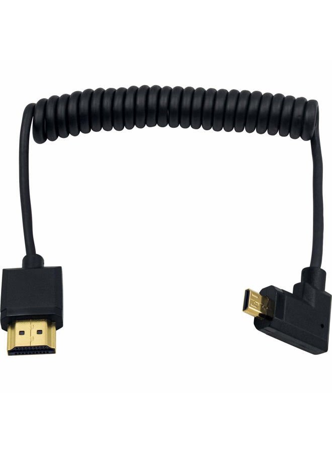 Duttek Micro HDMI to Standard HDMI Cable, Micro HDMI to HDMI Coiled Cable, Extreme Slim Left Angled Micro HDMI Male to HDMI Male Coiled Cable For 1080P, 4K, Ultra HD, 3D (1.2M/4FT) - Image 1