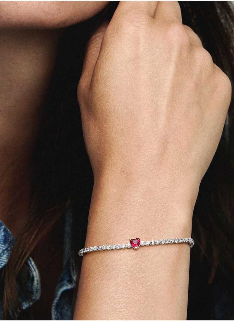 PANDORA  Red Sparkling Heart Tennis Bracelet for Women | Best Price UAE