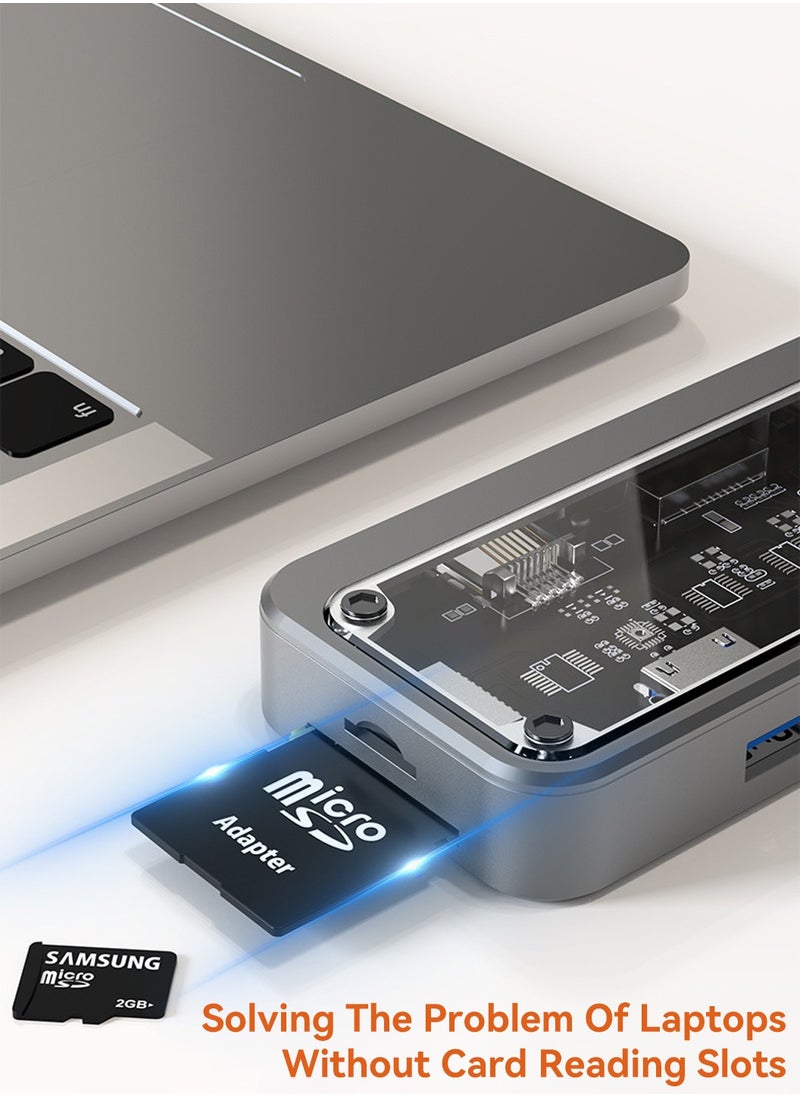 دونجل محور USB C، محطة إرساء محول USB C 10 في 1 مع اتش دي ام اي 4 كيه، في جي ايه، نوع C PD، USB3.0، RJ45 إيثرنت، قارئ بطاقة اس دي/ تي اف، ايه يو اكس3.5 مم، متوافق مع ماك بوك برو/اير، أخرى اكتب C اوهمي