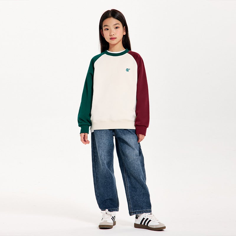 Dk Children'S Clothing Autumn Japanese Style Straight-Leg Fleece-Lined Warm Jeans For Girls And Boys Versatile Casual Pants - Image 5