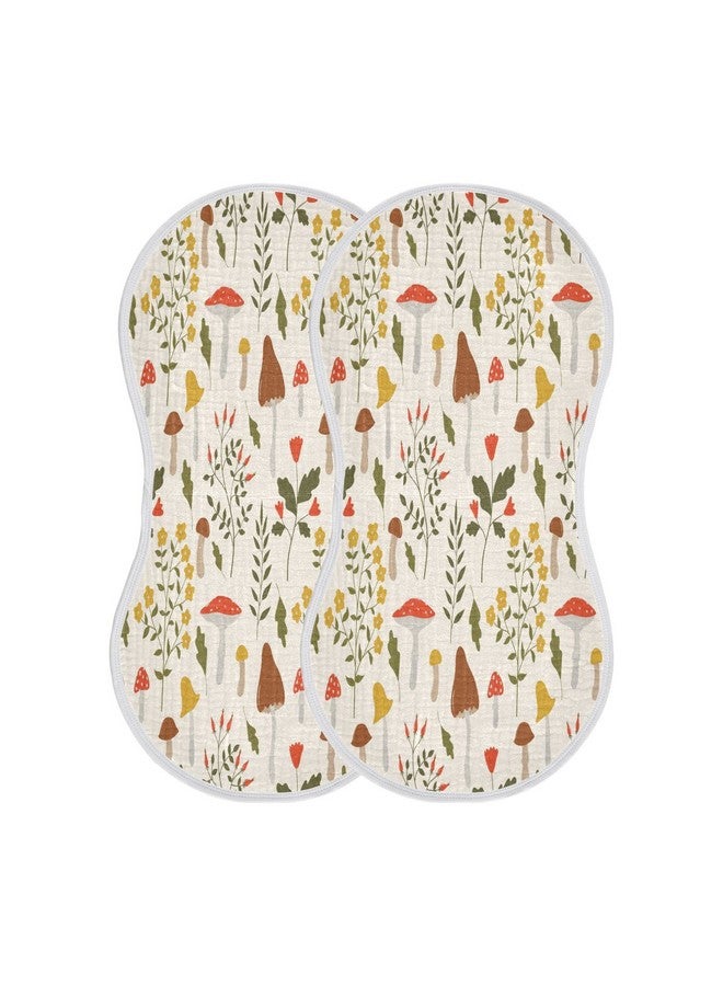 Kigai Colorful Mushroom Baby Burp Cloths Extra Soft and Absorbent Burping Rags Cotton Burping Clothes Baby Washcloths for Newborn Boys Girls Nursery Decor - 2 Pack - Image 1