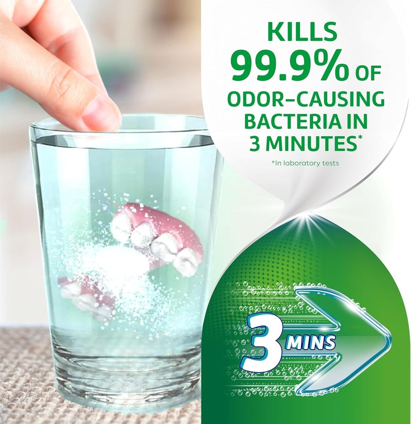 Polident 3 Minute Triple Mint Antibacterial Denture Cleanser Effervescent Tablets - 84 Count (Pack of 3) - Image 2