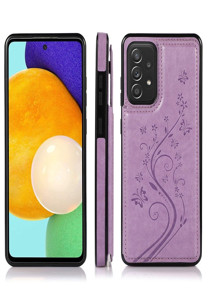 أسو ويش جراب هاتف سامسونج جالاكسي A52 5G/4G مع واقي شاشة من الزجاج المقوى وحامل بطاقات، غطاء محفظة، غطاء جلدي قابل للطي، ملحقات هواتف محمولة، جالاكسي A52 G5، جالاكسي 52A S52، جرابات نسائية وبنات، لون بنفسجي - Image 3