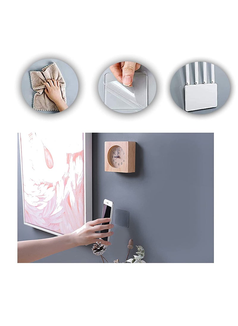 Sileni Sileni Pack of 4 Adhesive Strong Double side square sticker Heavy Duty Waterproof and OilProof Wall Hook Multi use Wall Hooks Without NailsWall Hooks for Photo FramesKitchen and Bathroom NANO HOOK Polyvinyl Chloride  - Image 5