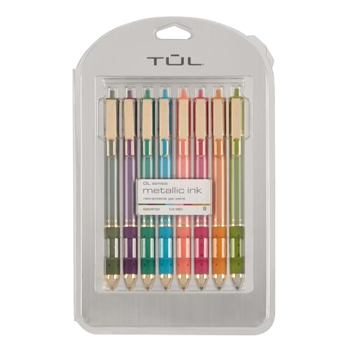 TUL® GL Series Retractable Gel Pens, Medium Point, 0.8 mm, Assorted Barrel Colors, Assorted Deep Metallic Inks, Pack Of 8 Pens - Image 1