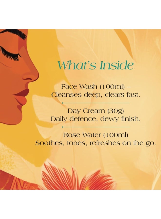 Ashpveda Essense of Essentials | Ayurvedic Face Care Set with Face Wash100ml, radiance Cream30g & Rose Water100ml  | Luxury Gift Hamper for Men & Women - Image 4