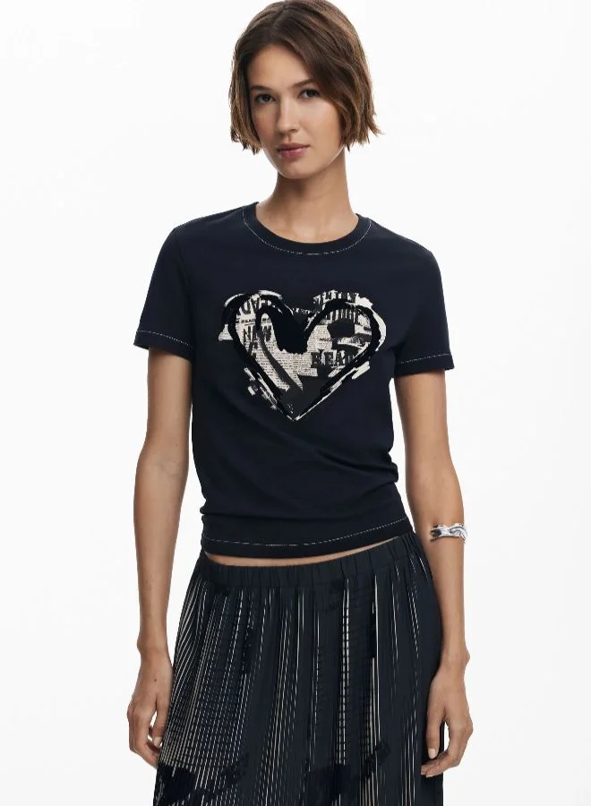 DESIGUAL Black Newspaper Texture Midi Skirt for Women | Best Price UAE