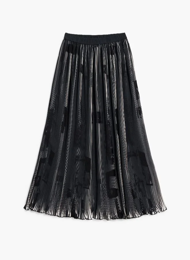 DESIGUAL Black Newspaper Texture Midi Skirt for Women | Best Price UAE