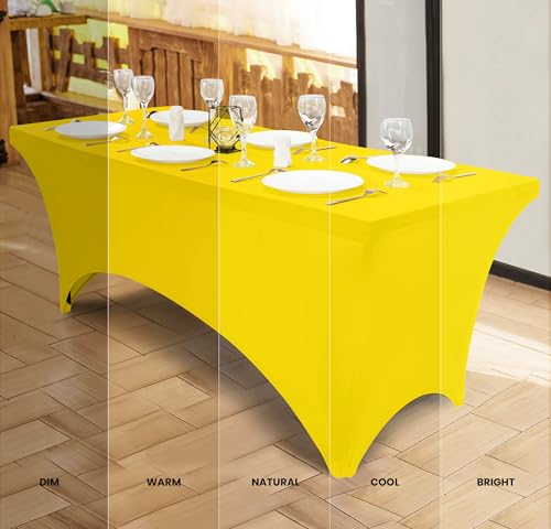 Utopia Kitchen Spandex Tablecloth 2 Pack [6FT, Yellow] Tight, Fitted, Washable and Wrinkle Resistant Stretch Table Cloth Rectangle Cover for Trade Show, Weddings & Parties [72Lx30Wx30H Inch] - Image 4