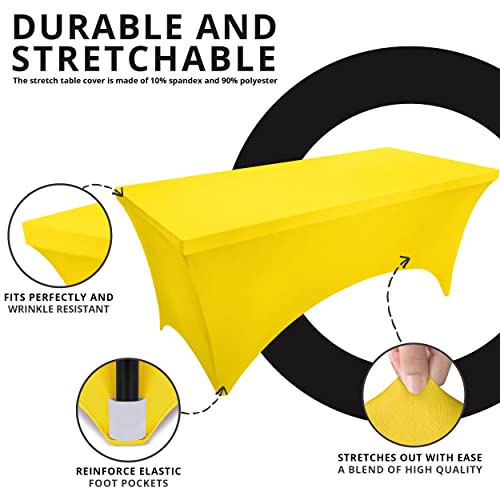 Utopia Kitchen Spandex Tablecloth 2 Pack [6FT, Yellow] Tight, Fitted, Washable and Wrinkle Resistant Stretch Table Cloth Rectangle Cover for Trade Show, Weddings & Parties [72Lx30Wx30H Inch] - Image 5