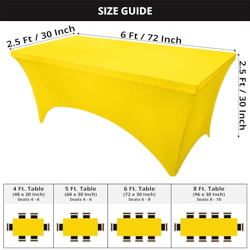 Utopia Kitchen Spandex Tablecloth 2 Pack [6FT, Yellow] Tight, Fitted, Washable and Wrinkle Resistant Stretch Table Cloth Rectangle Cover for Trade Show, Weddings & Parties [72Lx30Wx30H Inch] - Image 2
