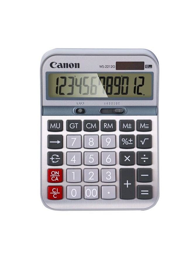 كانون Canon Ws-2212g لوحة معدنية حاسبة، مكتب عالمي 12-رقم آلة حاسبة شاشة كبيرة، مكتب كبير آلة حاسبة بسيطة - Image 1