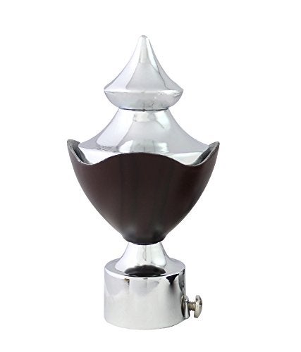 JAKABA Walnut Stainless Steel and Alloy Curtain Finials with Supports Pack of 8 Pcs Finials 4 Pcs Supports 4 Pcs Curtain BracketsHolders JKB4442WN - Image 3
