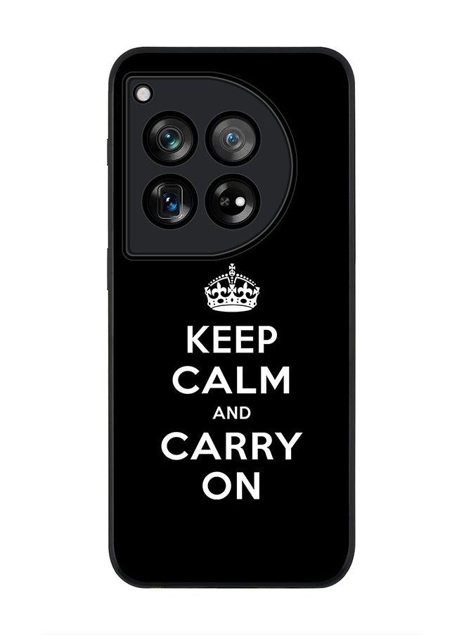 Stylizedd Rugged Black edge case for OnePlus 12R / OnePlus Ace 3 5G, Slim fit Case Flexible Rubber Edges Anti Drop TPU Gel Thin Cover - Keep calm and carry on  - Image 1
