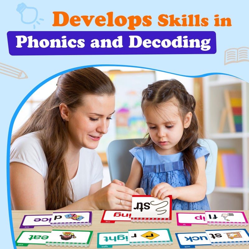 SkilLify Word Family Build Book Phonics Flash Cards, 30 Read and Rhyme Flip Books, Sight Words Flash Cards Kindergarten, Learn to Read Flip Books for Kids Homeschool Preschool Classroom Must Haves - Image 4