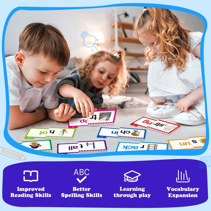 SkilLify Word Family Build Book Phonics Flash Cards, 30 Read and Rhyme Flip Books, Sight Words Flash Cards Kindergarten, Learn to Read Flip Books for Kids Homeschool Preschool Classroom Must Haves - Image 3