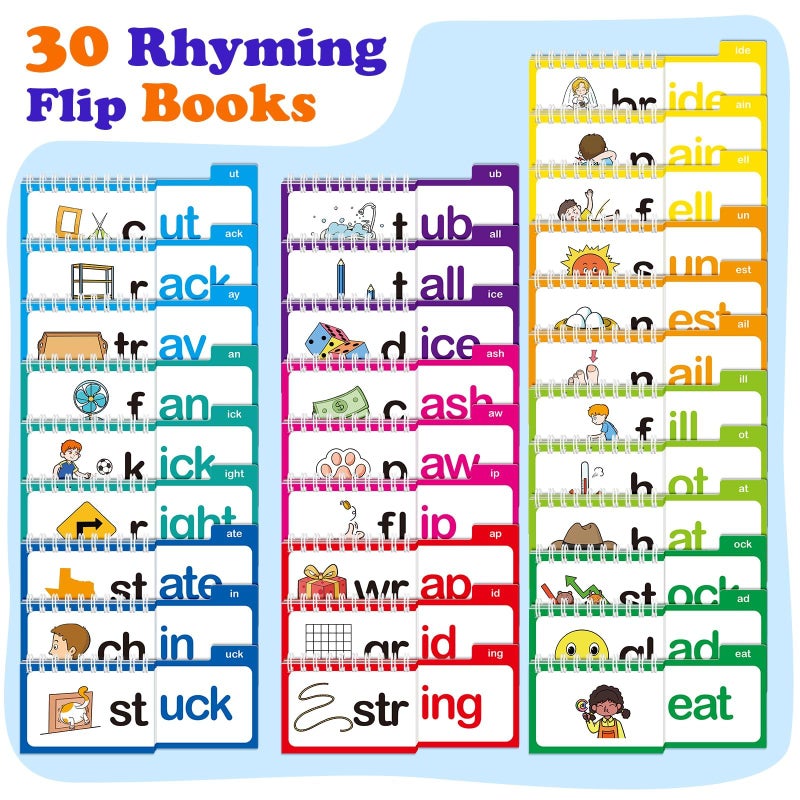 SkilLify Word Family Build Book Phonics Flash Cards, 30 Read and Rhyme Flip Books, Sight Words Flash Cards Kindergarten, Learn to Read Flip Books for Kids Homeschool Preschool Classroom Must Haves - Image 2