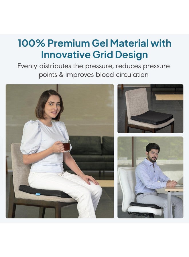 GELRIDE Gel Seat Cushion - Prevents Pressure Sores, Sciatica and Tailbone Pain - Grid Design, Cool & Soft - for Office Chair, Wheelchair - Made in India, (Black, Large - 18 x 16.5 x 2 Inch) - Image 4